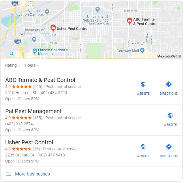 Local franchise SEO search results